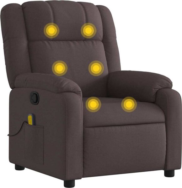 Masání polohovací křeslo tmav hndé textil