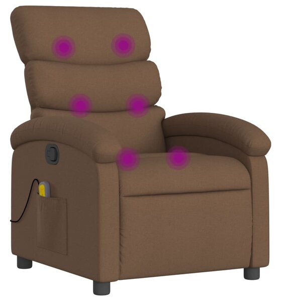 Masání polohovací křeslo hndé textil