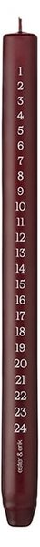 Adventní svíčka Cylindrical 28 cm – 44/2 Deep Wine