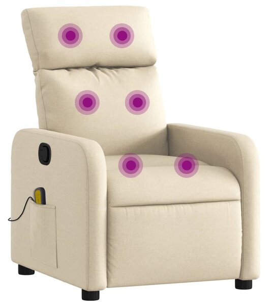 Masání polohovací křeslo krémové textil