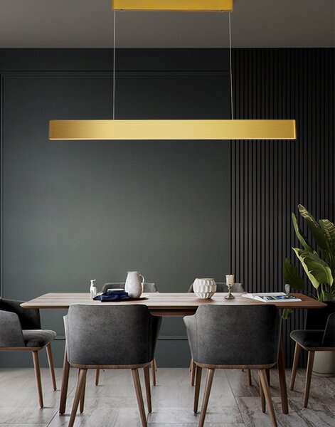 Immax NEO MILANO Smart závěsné lineární svítidlo 120cm, CCT 40W/RGB 18W, zlaté Zigbee 3.0