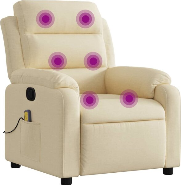 Masání polohovací křeslo krémové textil
