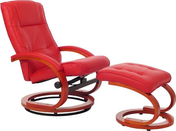 TV křeslo Relax křeslo Pescatori, Imitace ke, s taburetem ervená