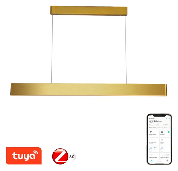 Immax NEO MILANO Smart závěsné lineární svítidlo 120cm, CCT 40W/RGB 18W, zlaté Zigbee 3.0