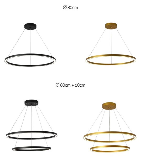 Immax NEO FINO Smart závěsné svítidlo 2 kruhy, 60+80cm, 93W, černé, Zigbee 3.0