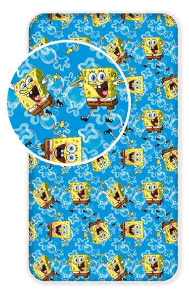 Bavlněné prostěradlo 90 × 200 cm – Sponge Bob "Blue"