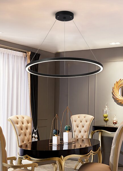 Immax NEO FINO Smart závěsné svítidlo 1 kruh, 80cm, 60W, černé, Zigbee 3.0