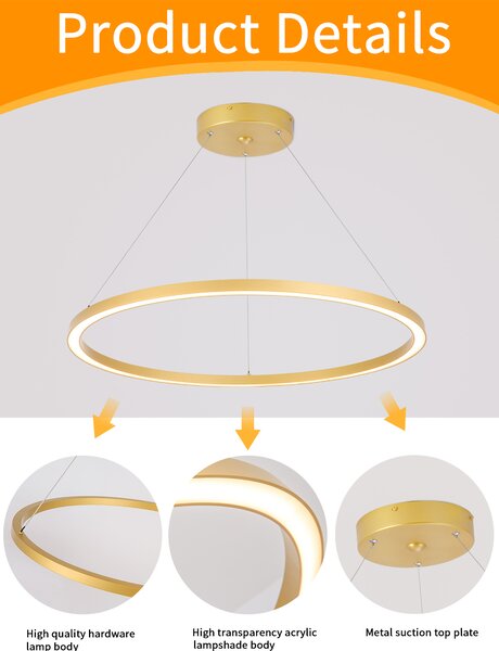 Immax NEO FINO Smart závěsné svítidlo 1 kruh, 80cm, 60W, zlaté, Zigbee 3.0