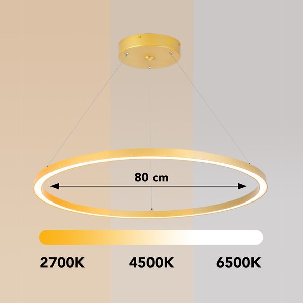 Immax NEO FINO Smart závěsné svítidlo 1 kruh, 80cm, 60W, zlaté, Zigbee 3.0