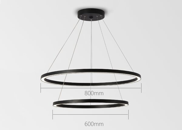 Immax NEO FINO Smart závěsné svítidlo 2 kruhy, 60+80cm, 93W, černé, Zigbee 3.0