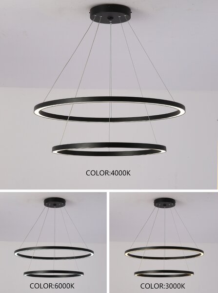 Immax NEO FINO Smart závěsné svítidlo 2 kruhy, 60+80cm, 93W, černé, Zigbee 3.0
