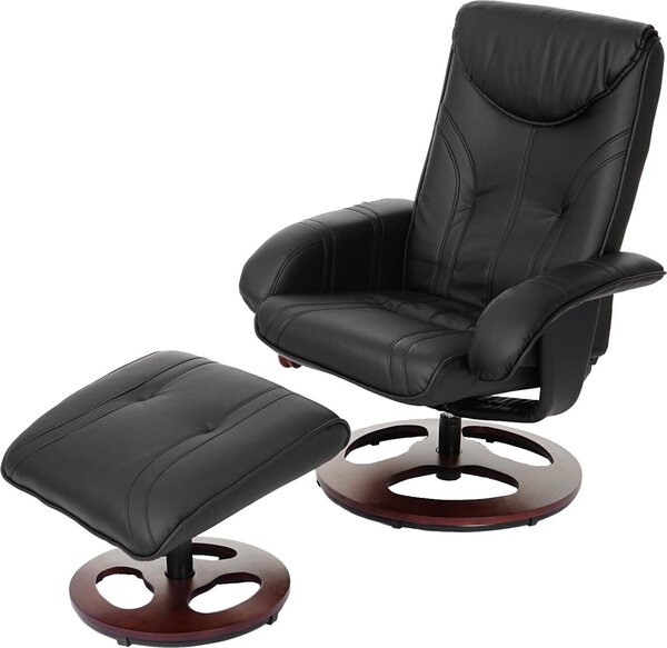 Relaxaní křeslo HWC-C46, TV křeslo křeslo s taburetem, Imitace ke erná