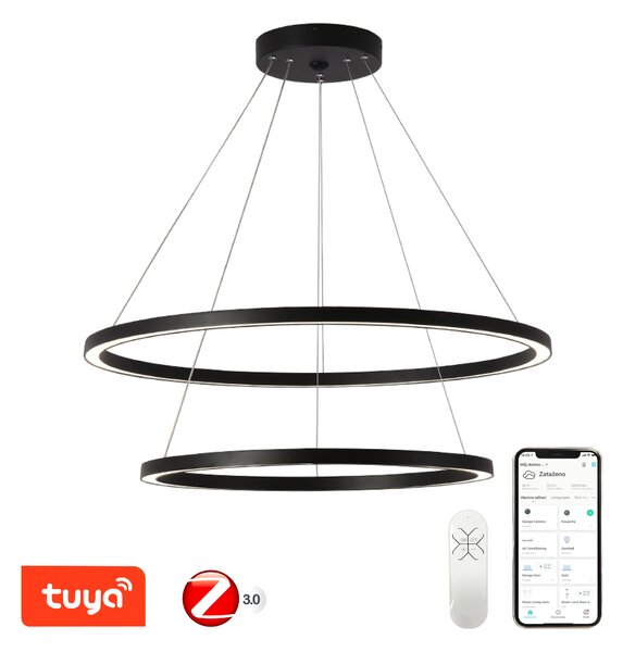 Immax NEO FINO Smart závěsné svítidlo 2 kruhy, 60+80cm, 93W, černé, Zigbee 3.0