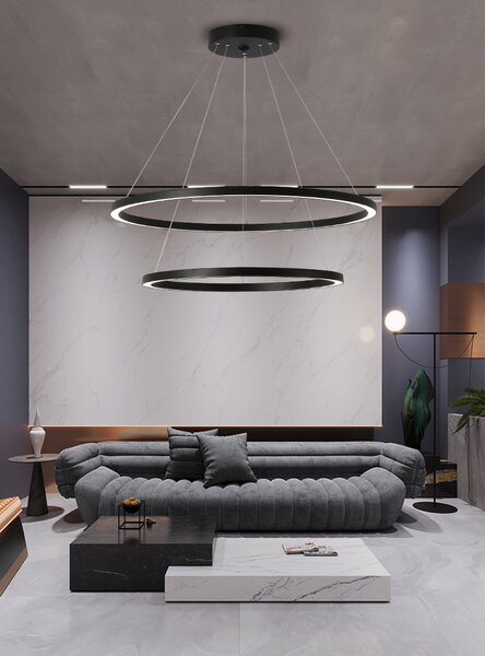 Immax NEO FINO Smart závěsné svítidlo 2 kruhy, 60+80cm, 93W, černé, Zigbee 3.0