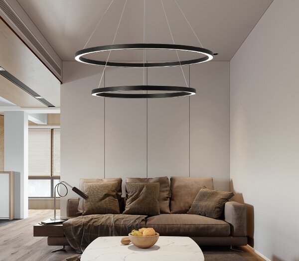 Immax NEO FINO Smart závěsné svítidlo 2 kruhy, 60+80cm, 93W, černé, Zigbee 3.0