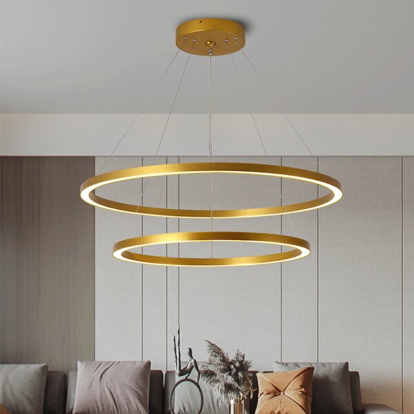 Immax NEO FINO Smart závěsné svítidlo 2 kruhy, 60+80cm, 93W zlaté, Zigbee 3.0