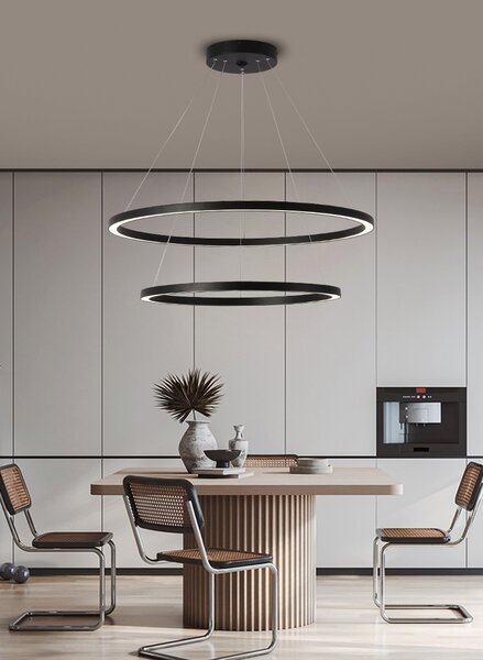 Immax NEO FINO Smart závěsné svítidlo 2 kruhy, 60+80cm, 93W, černé, Zigbee 3.0