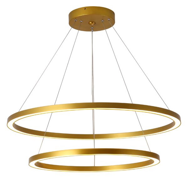 Immax NEO FINO Smart závěsné svítidlo 2 kruhy, 60+80cm, 93W zlaté, Zigbee 3.0