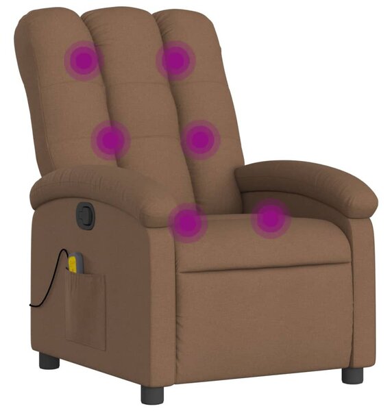 Masání polohovací křeslo hndé textil