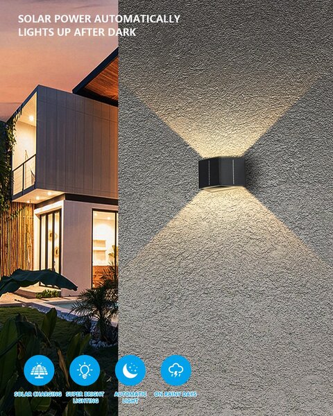 Venkovní solární nástěnné LED osvětlení IMMAX WALL-3 se světelným čidlem, 2W