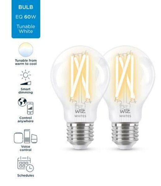 WiZ SET 2x LED žárovka E27 A60 Filmant 7W (60W) 806lm 2700-6500K IP20, stmívatelné