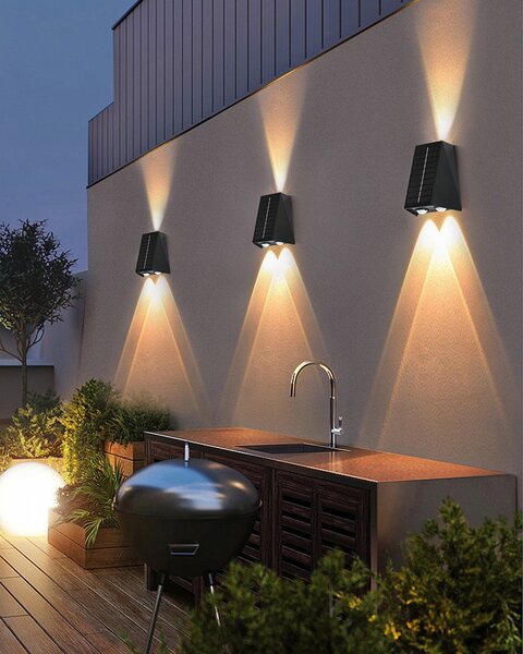 Venkovní solární nástěnné LED osvětlení IMMAX WALL-4 se světelným čidlem, 2W