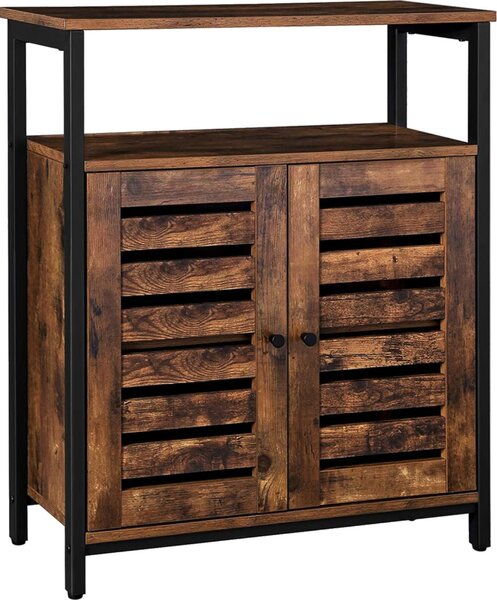 Kuchyský regál Komoda Tmav hndý kov Vzhled deva 80x70x30 cm Industrial