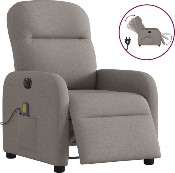 Elektrické masání polohovací křeslo taupe textil