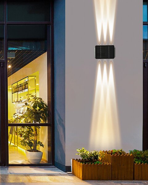 Venkovní solární nástěnné LED osvětlení IMMAX WALL-5 se světelným čidlem, 2W