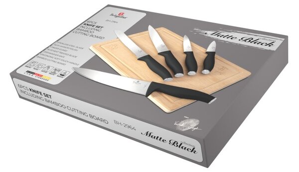 Sada nožů s prkénkem 6 ks Matte Black Collection