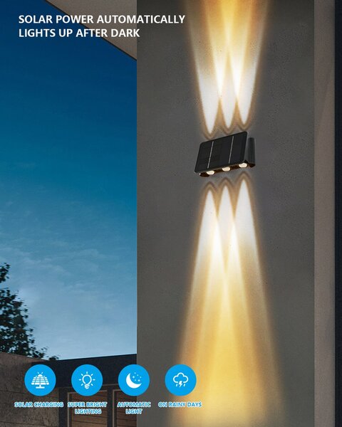 Venkovní solární nástěnné LED osvětlení IMMAX WALL-5 se světelným čidlem, 2W