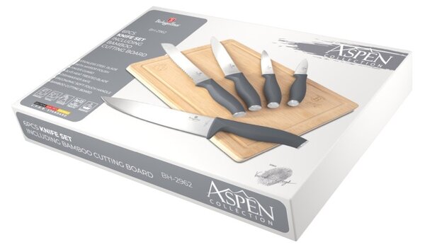 Sada nožů s prkénkem 6 ks Aspen Collection