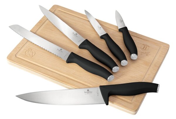 Sada nožů s prkénkem 6 ks Matte Black Collection