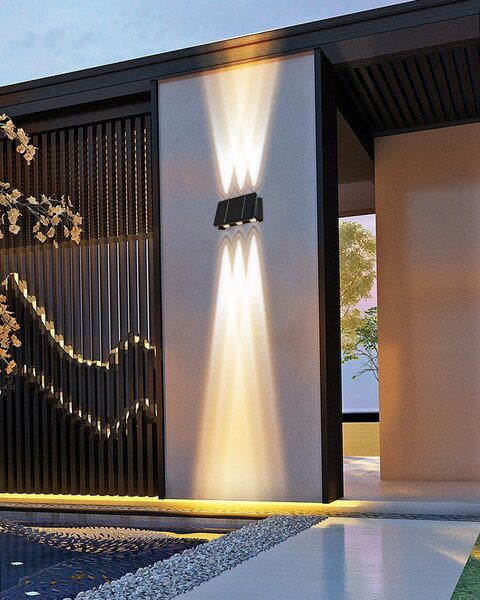 Venkovní solární nástěnné LED osvětlení IMMAX WALL-5 se světelným čidlem, 2W