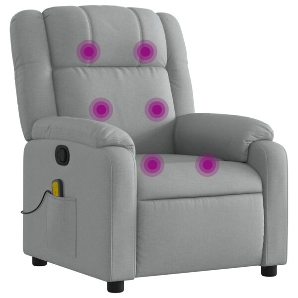 Masání polohovací křeslo svtle edé textil