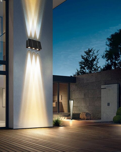 Venkovní solární nástěnné LED osvětlení IMMAX WALL-5 se světelným čidlem, 2W