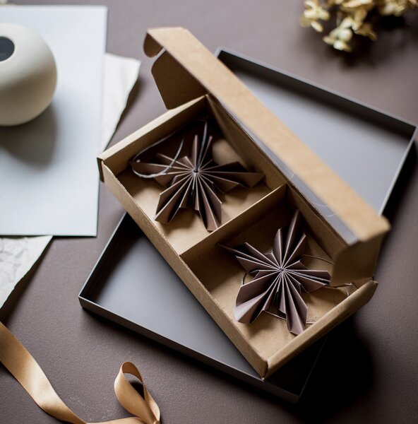 COOEE Design Set papírových hvězd Stars - Coffee CED278