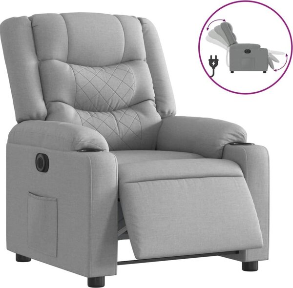Elektrické polohovací křeslo svtle edé textil