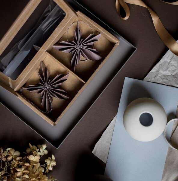 COOEE Design Set papírových hvězd Stars - Coffee CED278