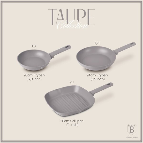Sada pánví s titanovým povrchem 3 ks Taupe Collection steak