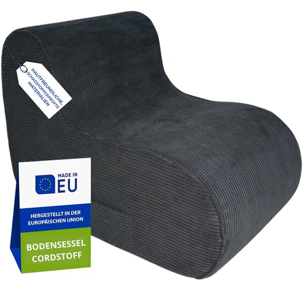 Pillows24 - Podlahové křeslo z manestrové látky 93×70×65 cm | dtské křeslo a idle s pratelným potahem pro teenagery a dosplé (grafitová)