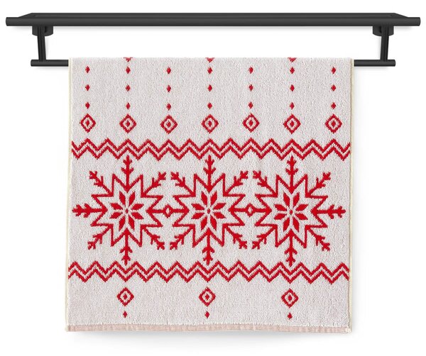 Ručník Veba ZARA Norský vzor bíločervená Velikost: 55x100 cm