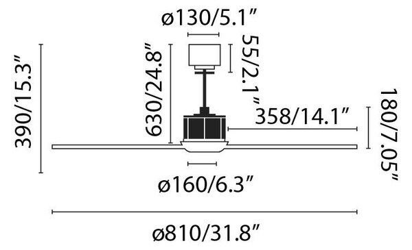JUST FAN XS, černá/dřevo, stropní ventilátor 81cm - FARO