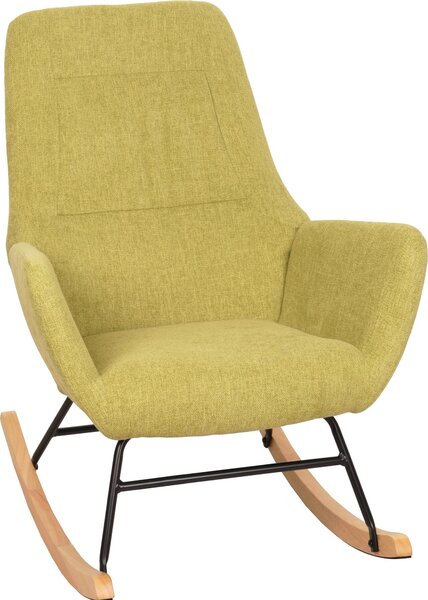 Houpací křeslo HWC-N13, houpací křeslo polohovací křeslo TV křeslo, masivní dřevo kov látka/textil 320g/m² zelená