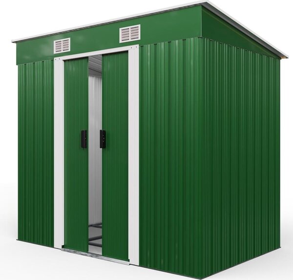 GARDEBRUK® L kovová kůlna 2m² se základem 200x125x185cm posuvné dveře zelená kůlna na nářadí zahradní kůlna 4m³