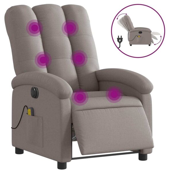 Elektrické masání polohovací křeslo taupe textil