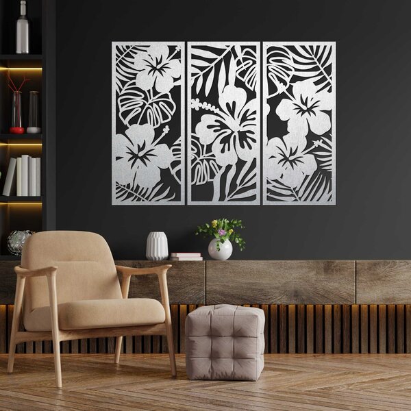 3-dílný dřevěný obraz Ibishtek Flower - DROBERE: Překližka Topol - Honey 3071 60 x 45 cm 4528-100073 PR0530