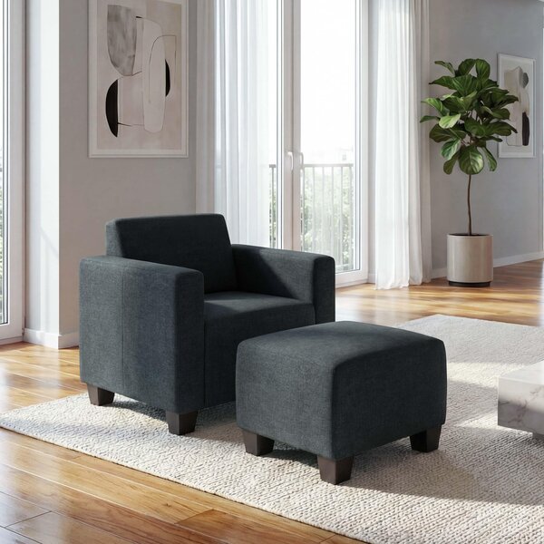 Modulární křeslo lounge chair s otomanem Lyon, látka/textil antracitov edá