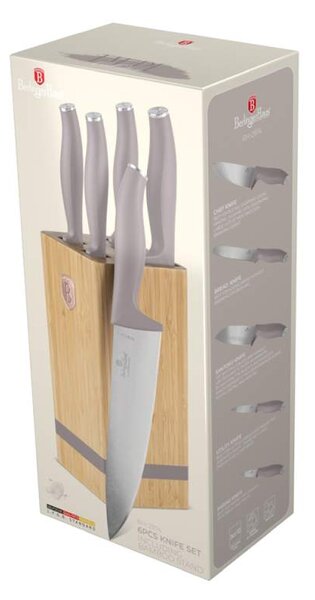 Sada nožů se stojanem BAMBOO 6 ks Taupe Collection