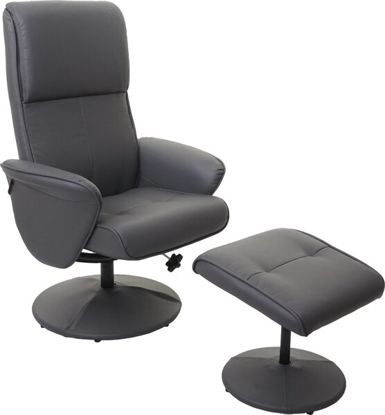 Helsinki recliner, polohovatelné TV křeslo s taburetem Imitace ke, matná edá